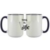 Accent Sublimation Blank Ceramic Mug - White w/Blue Rim and Handle - 11 oz Thumbnail