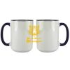 Accent Sublimation Blank Ceramic Mug - White w/Blue Rim and Handle - 11 oz Thumbnail