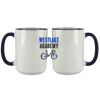 Accent Sublimation Blank Ceramic Mug - White w/Blue Rim and Handle - 11 oz Thumbnail