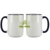 Accent Sublimation Blank Ceramic Mug - White w/Blue Rim and Handle - 11 oz Thumbnail