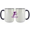 Accent Sublimation Blank Ceramic Mug - White w/Blue Rim and Handle - 11 oz Thumbnail