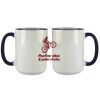 Accent Sublimation Blank Ceramic Mug - White w/Blue Rim and Handle - 11 oz Thumbnail