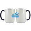 Accent Sublimation Blank Ceramic Mug - White w/Blue Rim and Handle - 11 oz Thumbnail