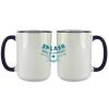 Accent Sublimation Blank Ceramic Mug - White w/Blue Rim and Handle - 11 oz Thumbnail