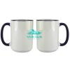 Accent Sublimation Blank Ceramic Mug - White w/Blue Rim and Handle - 11 oz Thumbnail