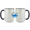 Accent Sublimation Blank Ceramic Mug - White w/Blue Rim and Handle - 11 oz Thumbnail