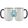 Accent Sublimation Blank Ceramic Mug - White w/Blue Rim and Handle - 11 oz Thumbnail