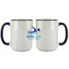 Accent Sublimation Blank Ceramic Mug - White w/Blue Rim and Handle - 11 oz Thumbnail