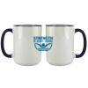 Accent Sublimation Blank Ceramic Mug - White w/Blue Rim and Handle - 11 oz Thumbnail