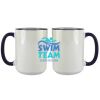 Accent Sublimation Blank Ceramic Mug - White w/Blue Rim and Handle - 11 oz Thumbnail