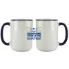 Accent Sublimation Blank Ceramic Mug - White w/Blue Rim and Handle - 11 oz Thumbnail