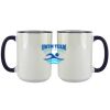 Accent Sublimation Blank Ceramic Mug - White w/Blue Rim and Handle - 11 oz Thumbnail