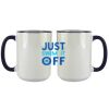 Accent Sublimation Blank Ceramic Mug - White w/Blue Rim and Handle - 11 oz Thumbnail