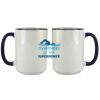 Accent Sublimation Blank Ceramic Mug - White w/Blue Rim and Handle - 11 oz Thumbnail