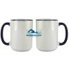 Accent Sublimation Blank Ceramic Mug - White w/Blue Rim and Handle - 11 oz Thumbnail