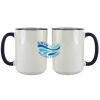 Accent Sublimation Blank Ceramic Mug - White w/Blue Rim and Handle - 11 oz Thumbnail