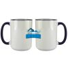 Accent Sublimation Blank Ceramic Mug - White w/Blue Rim and Handle - 11 oz Thumbnail