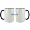 Accent Sublimation Blank Ceramic Mug - White w/Blue Rim and Handle - 11 oz Thumbnail
