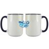 Accent Sublimation Blank Ceramic Mug - White w/Blue Rim and Handle - 11 oz Thumbnail