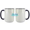 Accent Sublimation Blank Ceramic Mug - White w/Blue Rim and Handle - 11 oz Thumbnail