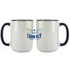 Accent Sublimation Blank Ceramic Mug - White w/Blue Rim and Handle - 11 oz Thumbnail