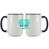 Accent Sublimation Blank Ceramic Mug - White w/Blue Rim and Handle - 11 oz Thumbnail