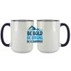 Accent Sublimation Blank Ceramic Mug - White w/Blue Rim and Handle - 11 oz Thumbnail