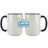 Accent Sublimation Blank Ceramic Mug - White w/Blue Rim and Handle - 11 oz Thumbnail
