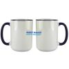 Accent Sublimation Blank Ceramic Mug - White w/Blue Rim and Handle - 11 oz Thumbnail