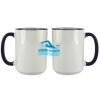 Accent Sublimation Blank Ceramic Mug - White w/Blue Rim and Handle - 11 oz Thumbnail