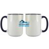 Accent Sublimation Blank Ceramic Mug - White w/Blue Rim and Handle - 11 oz Thumbnail