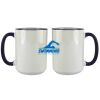Accent Sublimation Blank Ceramic Mug - White w/Blue Rim and Handle - 11 oz Thumbnail