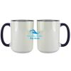 Accent Sublimation Blank Ceramic Mug - White w/Blue Rim and Handle - 11 oz Thumbnail