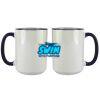 Accent Sublimation Blank Ceramic Mug - White w/Blue Rim and Handle - 11 oz Thumbnail
