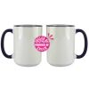 Accent Sublimation Blank Ceramic Mug - White w/Blue Rim and Handle - 11 oz Thumbnail