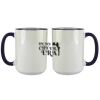 Accent Sublimation Blank Ceramic Mug - White w/Blue Rim and Handle - 11 oz Thumbnail