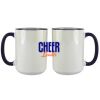 Accent Sublimation Blank Ceramic Mug - White w/Blue Rim and Handle - 11 oz Thumbnail