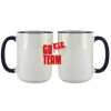 Accent Sublimation Blank Ceramic Mug - White w/Blue Rim and Handle - 11 oz Thumbnail