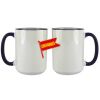 Accent Sublimation Blank Ceramic Mug - White w/Blue Rim and Handle - 11 oz Thumbnail
