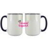 Accent Sublimation Blank Ceramic Mug - White w/Blue Rim and Handle - 11 oz Thumbnail