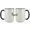 Accent Sublimation Blank Ceramic Mug - White w/Blue Rim and Handle - 11 oz Thumbnail