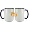 Accent Sublimation Blank Ceramic Mug - White w/Blue Rim and Handle - 11 oz Thumbnail