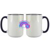 Accent Sublimation Blank Ceramic Mug - White w/Blue Rim and Handle - 11 oz Thumbnail