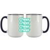 Accent Sublimation Blank Ceramic Mug - White w/Blue Rim and Handle - 11 oz Thumbnail