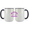 Accent Sublimation Blank Ceramic Mug - White w/Blue Rim and Handle - 11 oz Thumbnail