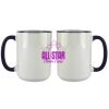 Accent Sublimation Blank Ceramic Mug - White w/Blue Rim and Handle - 11 oz Thumbnail