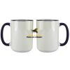 Accent Sublimation Blank Ceramic Mug - White w/Blue Rim and Handle - 11 oz Thumbnail