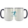 Accent Sublimation Blank Ceramic Mug - White w/Blue Rim and Handle - 11 oz Thumbnail