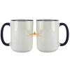 Accent Sublimation Blank Ceramic Mug - White w/Blue Rim and Handle - 11 oz Thumbnail