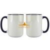 Accent Sublimation Blank Ceramic Mug - White w/Blue Rim and Handle - 11 oz Thumbnail